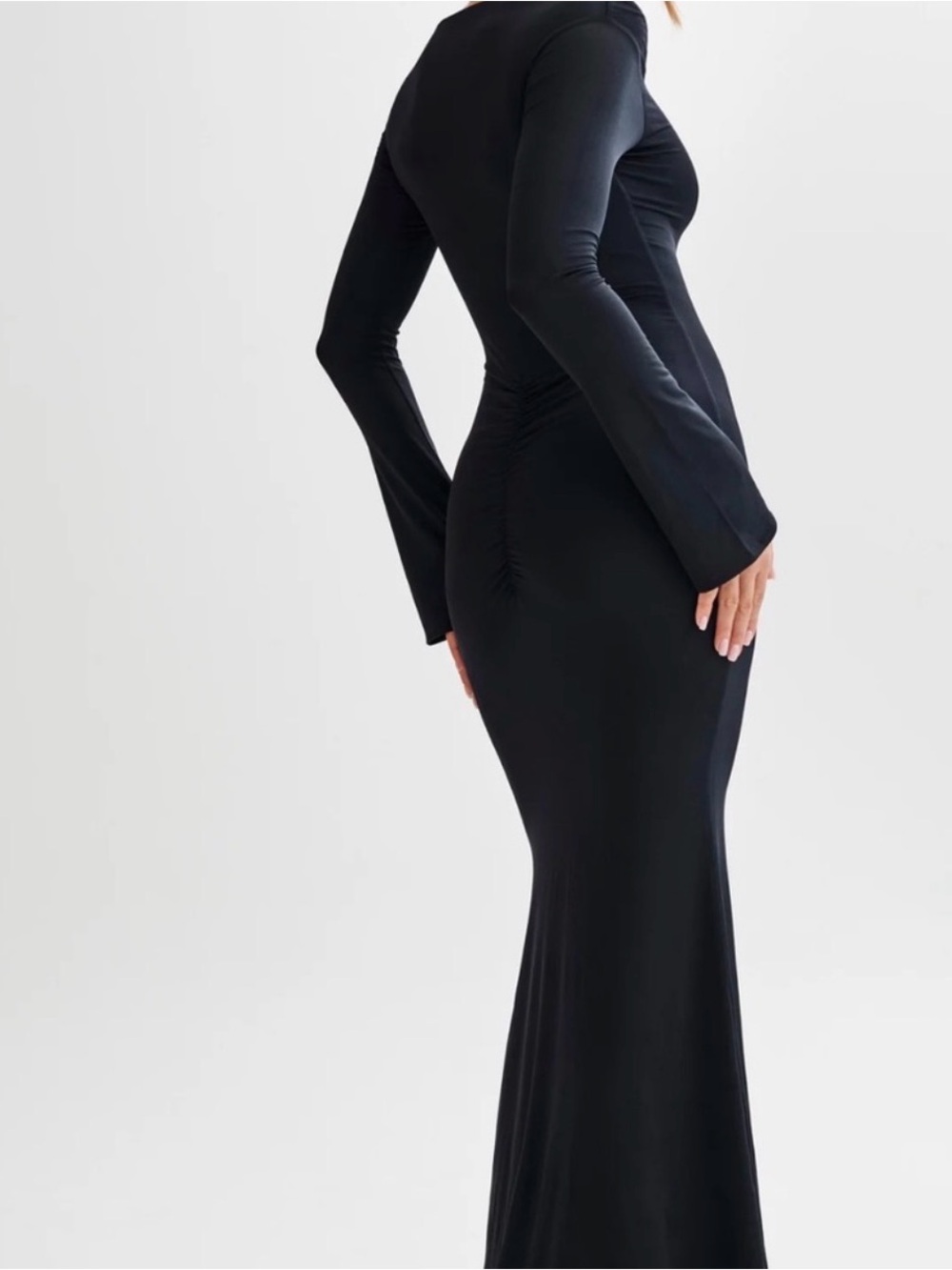 Meshki Tarna Slinky Fishtail Maxi Dress - Black S - Picture 2 of 5